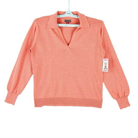 NWT Vince Camuto Women's Ocean Coral Pullover Lightweight Collared Sweater Small - Picture 1 of 13